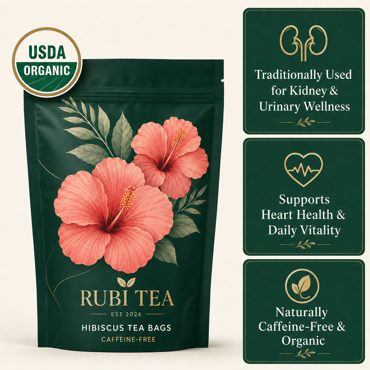Rubi Tea™ Organic Hibiscus Tea Bags