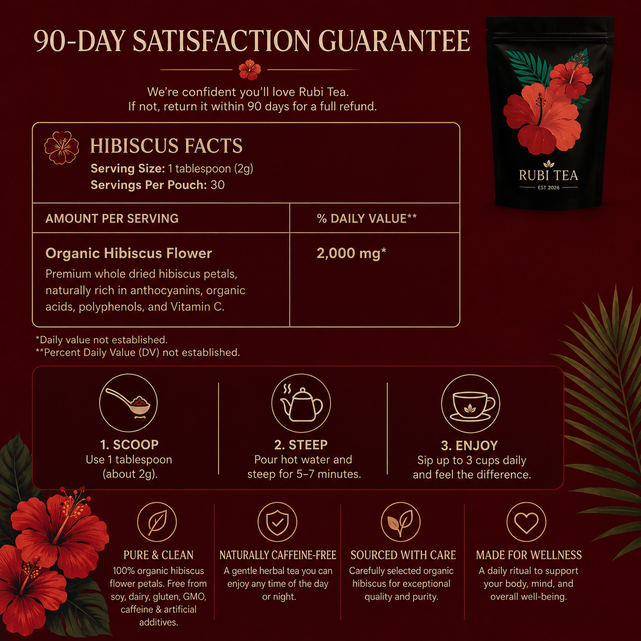 Rubi Tea™ Organic Hibiscus Tea Bags